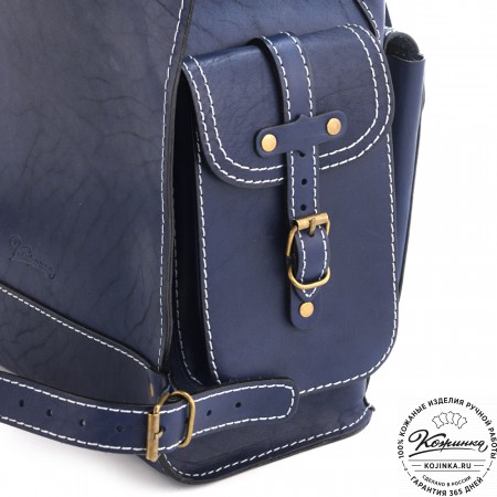 Кожаный рюкзак "Патриот" (синий)